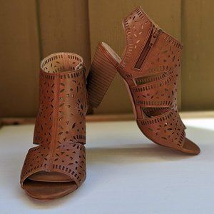 XOXO Brown Faux Leather Heeled Sandal 7.5